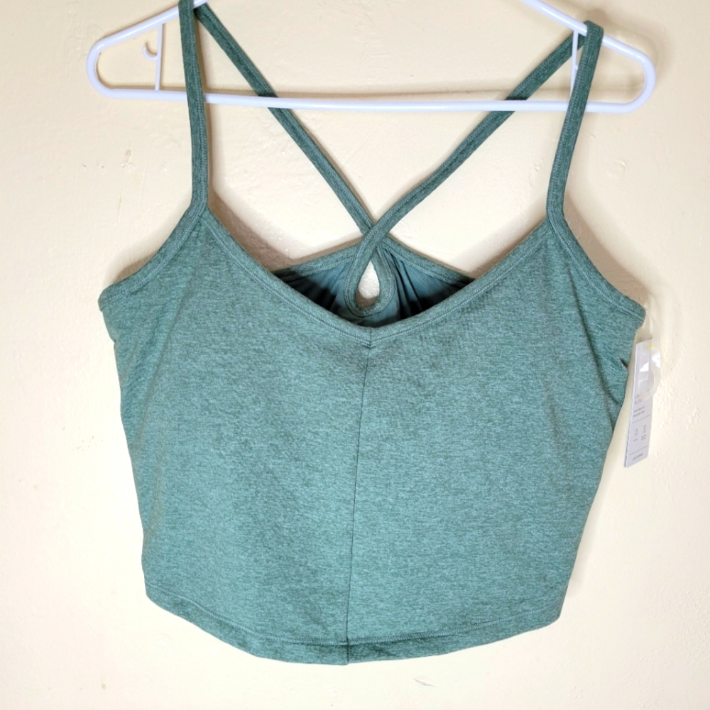 NWT All In Motion All Over Cozy Cami Workout Bra Heathered Green Size XXL Active